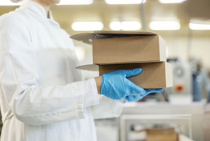 Quality control inspection on a packaging line